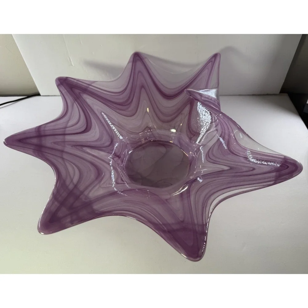 Vintage Murano Purple Art Glass Starfish Bowl Lavorazione Arte Italy Mid-Century